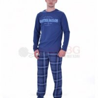 Мъжка пижама с дълъг ръкав 2ХЛ, снимка 1 - Бельо - 23116618
