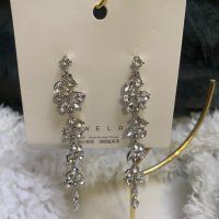 Нови луксозни кристални дълги обеци с мини листенца, снимка 1 - Обеци - 39178025