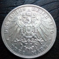 3 марки 1910 година Баерн Германия сребро, снимка 3 - Нумизматика и бонистика - 40525935