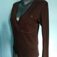 Еластична памучна блуза ”Esprit” / цвят Шоколад / голям размер , снимка 3 - Блузи с дълъг ръкав и пуловери - 15863312