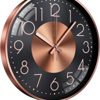 Безшумен стенен часовник TOKTEKK тих без тиктакане сив и розово злато, снимка 1 - Стенни часовници - 41956095
