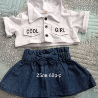 Комплект за момиче(блуза и дънкова пола), снимка 1 - Детски комплекти - 43908484