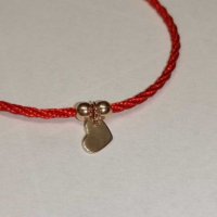 Дамска гривна червен шнур и сребърно сърце със покритие от розово злато, снимка 7 - Гривни - 28244551