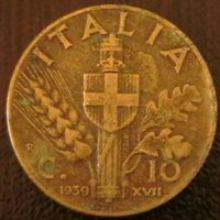 10 центисими 1939, Италия, снимка 1 - Нумизматика и бонистика - 34642257