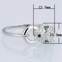 Сребърен пръстен със смарагди и австрийски кристали, снимка 2 - Пръстени - 32502610
