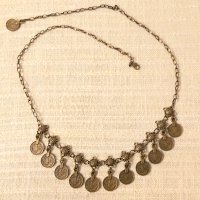 Етно колие,прочелник бронз,старо злато малка монета, снимка 1 - Колиета, медальони, синджири - 43349819