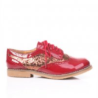 Спортно елегантни лачени обувки в червен цвят, снимка 1 - Дамски ежедневни обувки - 26522460