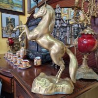 Уникална голяма антикварна английска фигура статуетка пластика бронз месинг , снимка 1 - Антикварни и старинни предмети - 39800477