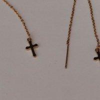 Позлатени обеци от стомана с кръст., снимка 4 - Други - 36781096