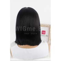 Къса права черна лейс фронт перука Лина с кестеняви кичури, снимка 4 - Аксесоари за коса - 36570741