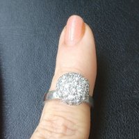 Масивен сребърен пръстен проба 925 Житен клас с вковани циркони - топка , снимка 2 - Пръстени - 26234695