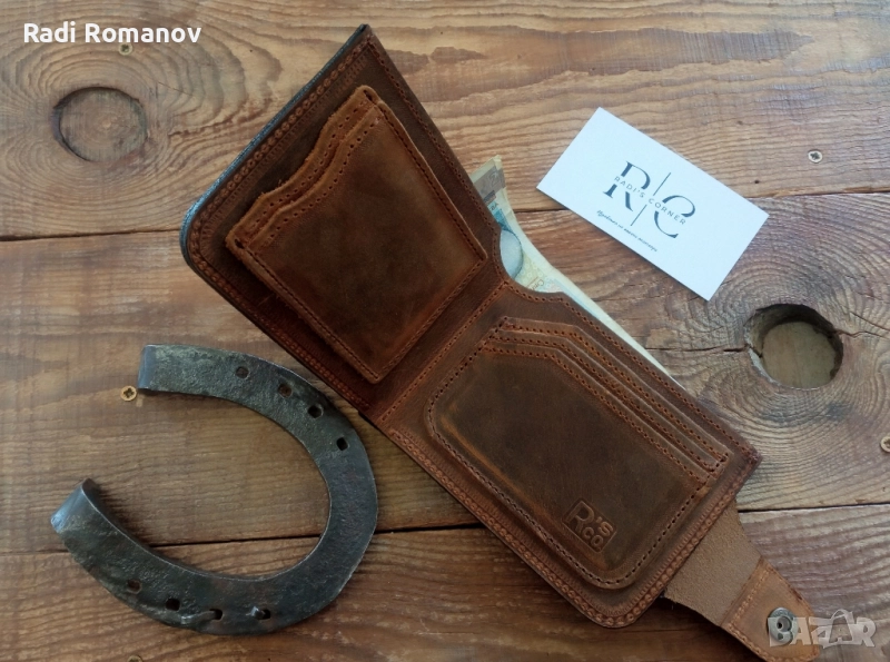 Ръчно изработен мъжки кожен портфейл , снимка 1