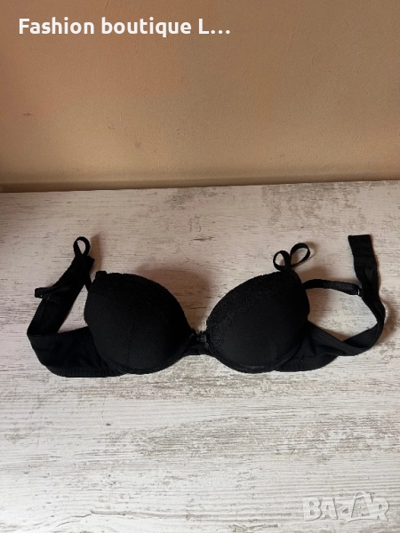 Черен памучен сутиен с дантела А чашка 🖤, снимка 1