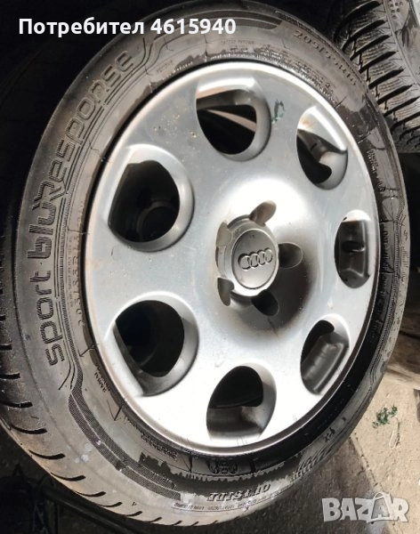 ОРИГИНАЛНИ 4бр алуминиеви джанти за AUDI АУДИ 5х112 + гуми 7мм грайфер 205/55/16 DOT 0318 , снимка 1
