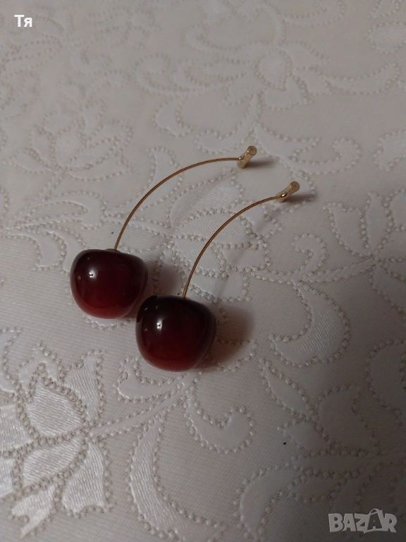 Обеци - черешки/неръждаема стомана , снимка 1