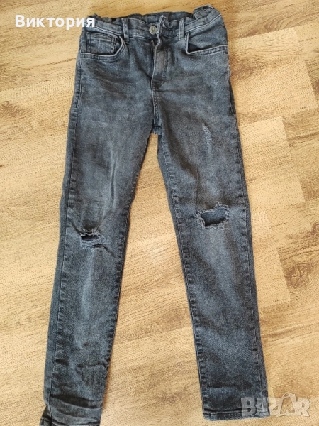 черни дънки 146 размер накъсани, снимка 1