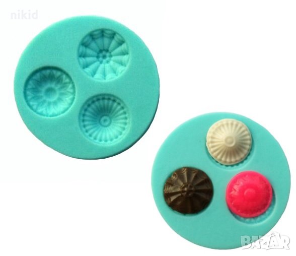 3 капси силиконов молд форма декорация торта фондан шоколад декор, снимка 1