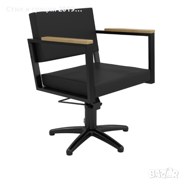 Фризьорски стол Ocean B - черен/кафяв, снимка 1