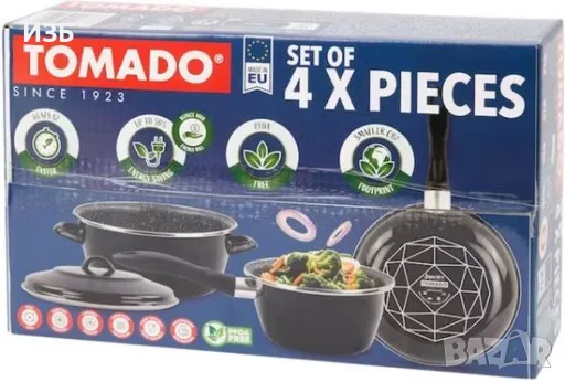 Комплект за готвене Tomado от 4 части - С незалепващо покритие.Нови и неизползвани, снимка 1
