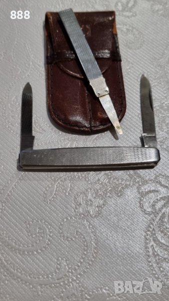 Антикварен джобен комплект, ножче Rostfrei и сребърна клечка за нокти 835 проба  ! , снимка 1