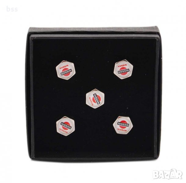 Код 40138 Комплект от 5бр. капачки за автомобилни вентили - Nissan, снимка 1