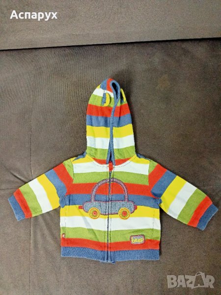 Бебешки суичър с цип и качулка с ушички. Марка TU  За деца 3-6 месеца., снимка 1