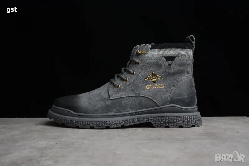 Редки Gucci High Top Shoes Calfskin Leather Handmade мъжки дамски обувки боти, снимка 1