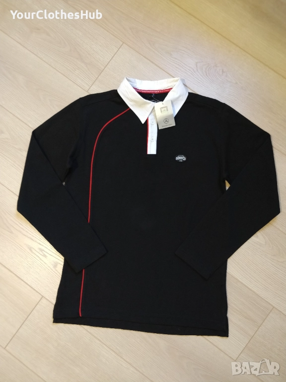 НОВА Mercedes-Benz S size Мъжка блуза с дълъг ръкав и яка, снимка 1