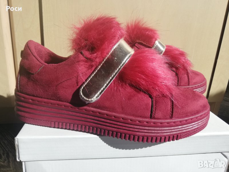 Нови спортно елегантни дамски обувки с пух, кецове-  38 номер, снимка 1