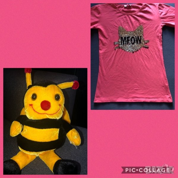 Блузка със сменящи пайети памук подарък плюшка, снимка 1