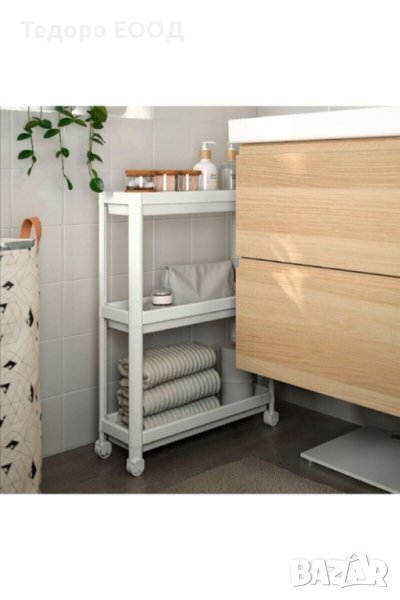 Органайзер/ подвижен рафт с колелца за кухня/баня БЯЛ, снимка 1