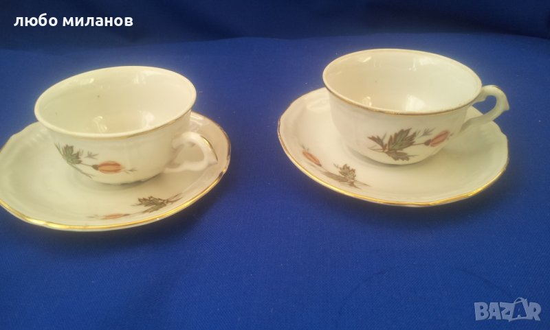 Две ретро чашки и чинийки за кафе, Видин, снимка 1