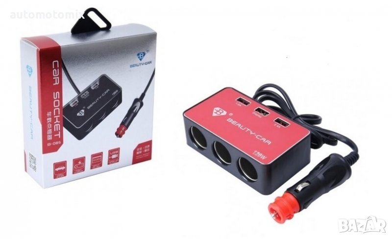 РАЗКЛОНИТЕЛ ЗА ЗАПАЛКА 3-КА+USB - 254760, снимка 1