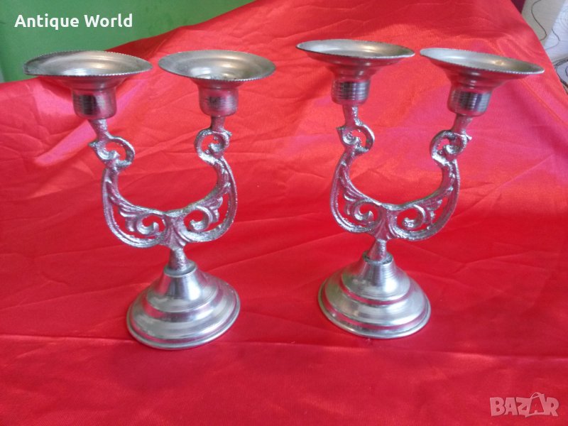 Комплект Стари Метални Свещници Двойки, снимка 1