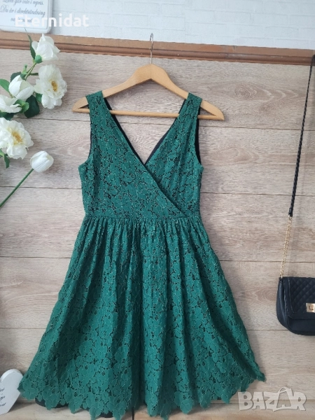 Зелена разкроена рокля Zara , снимка 1