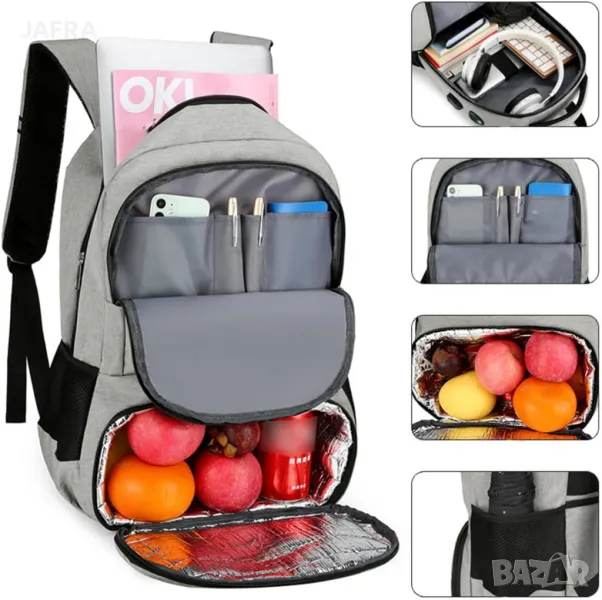Раница с Хладилно Отделение и ПОДАРЪК Охладителни Пълнители и Компактни Прибори за Хранене, снимка 1