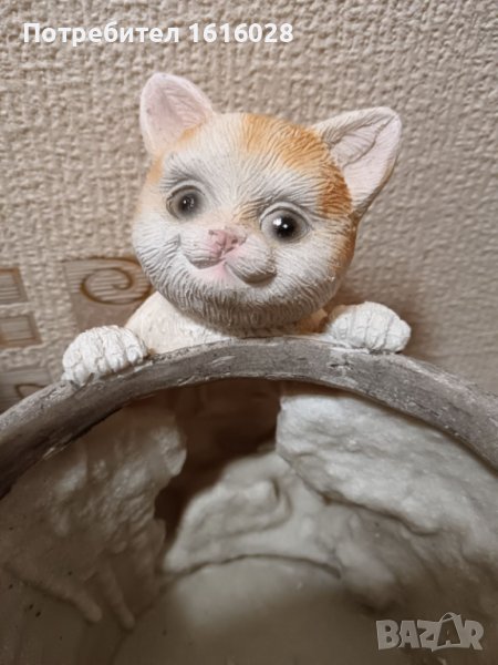 Саксия с котка,кашпа за цветя., снимка 1