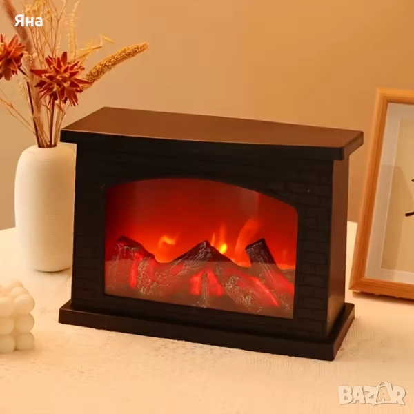 Настолна декоративна камина на ток с изкуствен огън за декорация, снимка 1