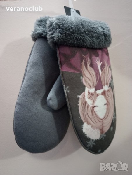 Ръкавици с един пръст за момиче Сиви, снимка 1