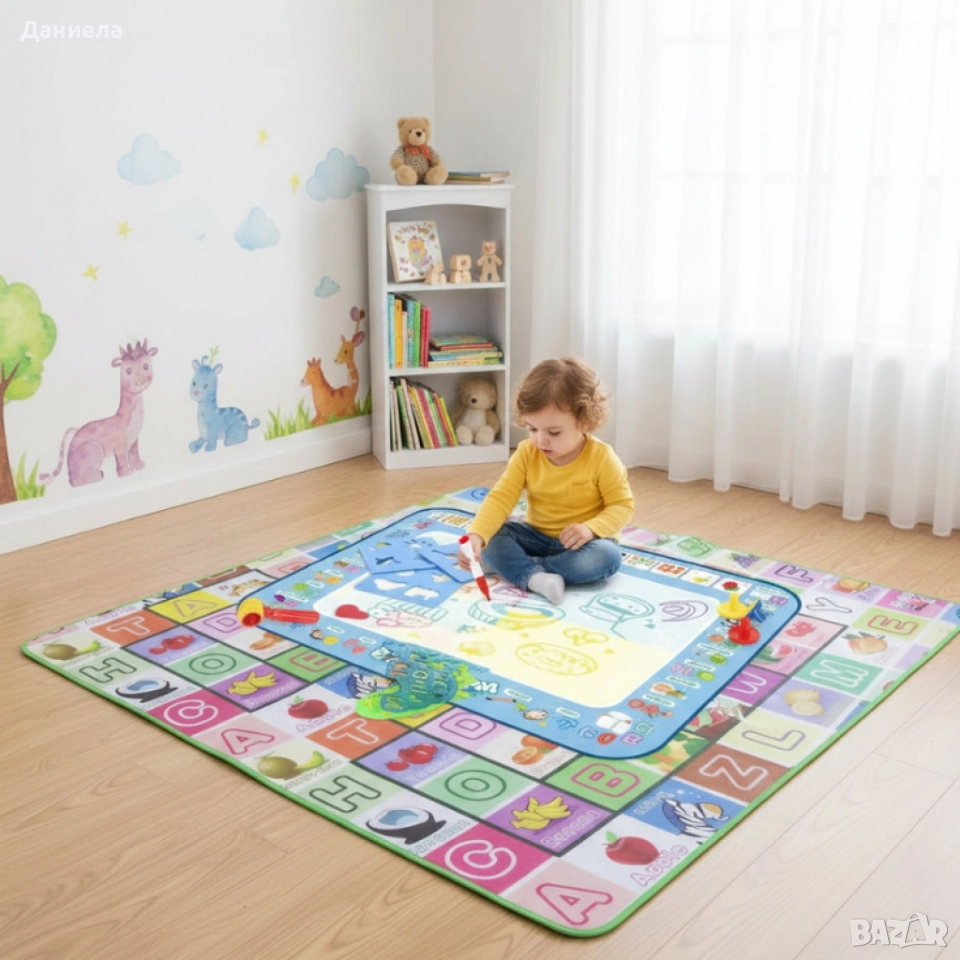 Комплект „Играй и Твори“ – Двулицево топлоизолиращо детско килимче + магическа водна подложка Aqua, снимка 1