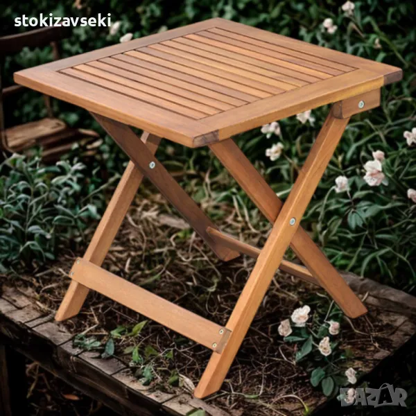 Маса сгъваема Muhler Meranti - 50x50xH68cm, дърво, снимка 1