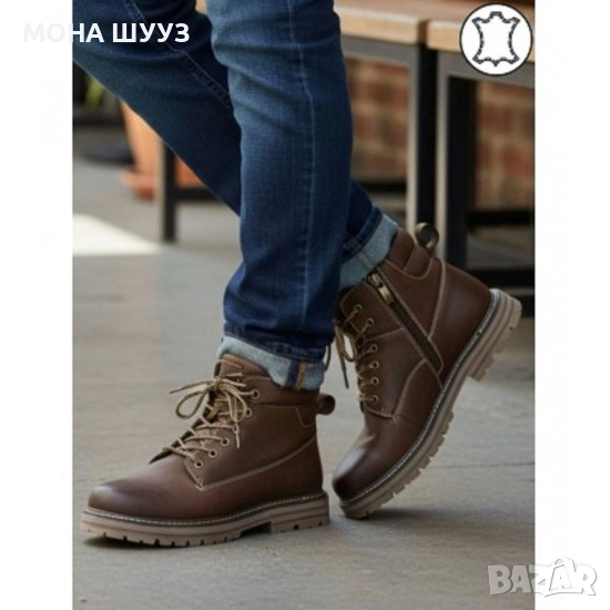МЪЖКИ БОТИ ЕСТЕСТВЕНА КОЖА K372-2 , снимка 1