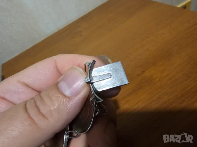 Старинна солидна сребърна гривна Австрийски шилинг 1931 г - старинна майсторска изработка сребро, снимка 5 - Гривни - 50208582