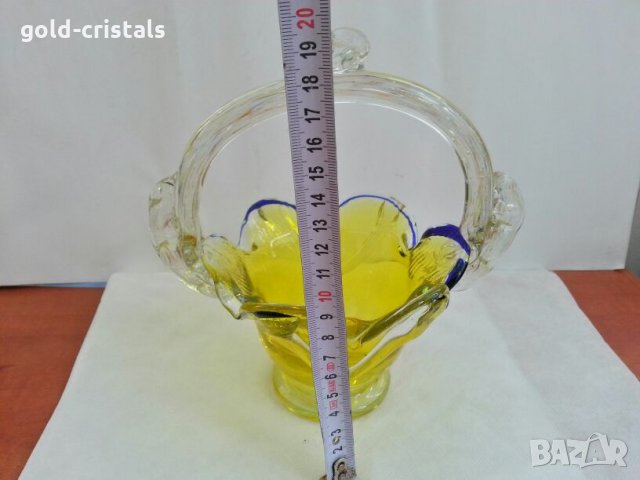Стъклена купа кошничка , снимка 5 - Антикварни и старинни предмети - 26637568