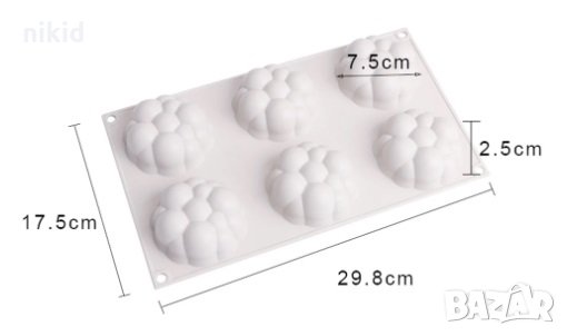 3D 6 бр Балончета Облачета мехури силиконов молд форма за десерти мус желе шоколад гипс свещ и др, снимка 3 - Форми - 33032690