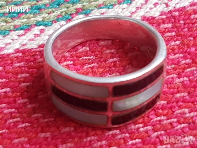 Сребърен пръстен халка с камъни , снимка 3 - Пръстени - 52813835