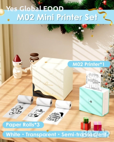 Phomemo M02 мини преносим термопринтер Bluetooth зелен, снимка 5 - Друга електроника - 51983989