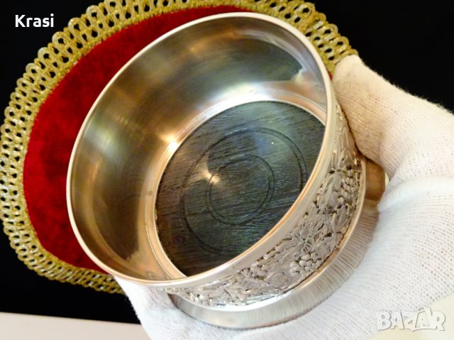 Посребрена поставка за бутилка,лози. , снимка 4 - Антикварни и старинни предмети - 38460084