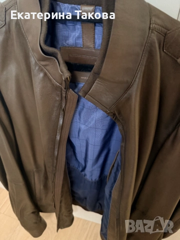 Мъжко кожено яке  Massimo Dutti – чисто ново, снимка 3 - Якета - 53302457