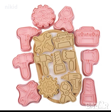 8 инструменти чук трион резци резец с печат печати с релеф щампа за сладки бисквитки тесто фондан